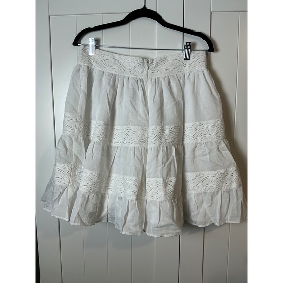 Keepsake The Label Moving On Skirt Size 10 White Tiered Eyelet Lace Midi - Picture 2 of 5